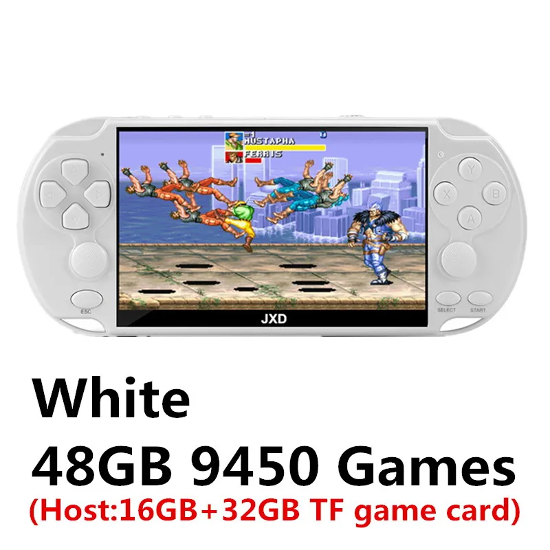 White 48GB9450 games JXD, 48 ГБ, 5,1 дюйма, двойной джойстик, игровая консоль, встроенный в 9450, игра для аркадных игр, neogeo/cps/gba/gbc/GB/sens/nes/smd, mp5 DV/DC - Цвет: White 48GB9450 games