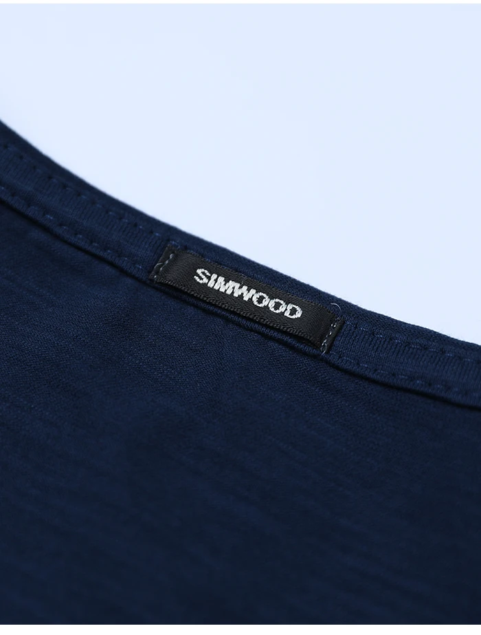 Новинка, мужские футболки SIMWOOD, летние, с необработанными краями, хлопок, Слим Фит, футболка с коротким рукавом, брендовые футболки 190052