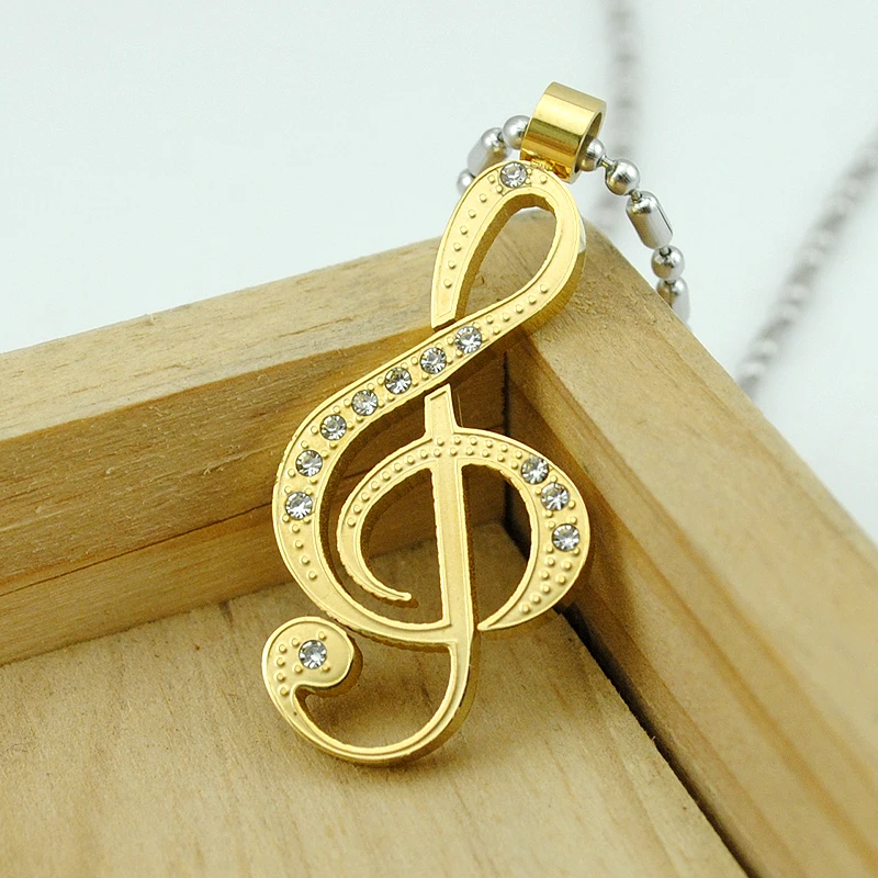 AMUMIU модное ожерелье с подвеской в виде скрипичного ключа из нержавеющей стали