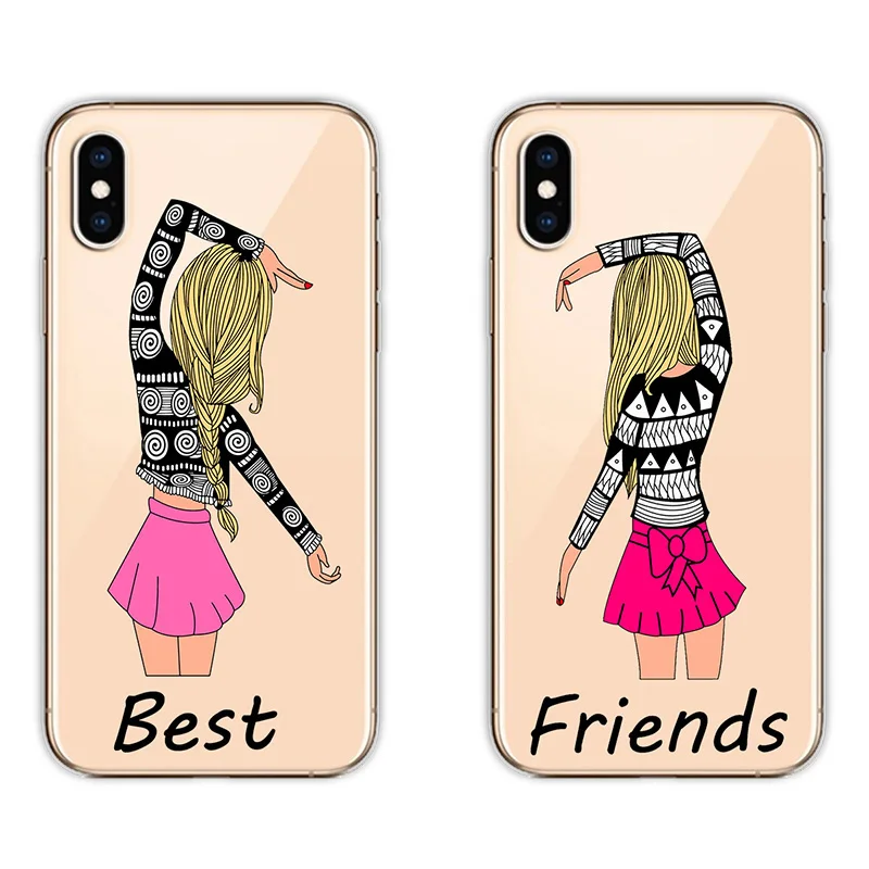 Прозрачные мягкие чехлы для телефонов девочек Bff Best Friends Forever чехол iPhone 7 6 6S 8 Plus X XR