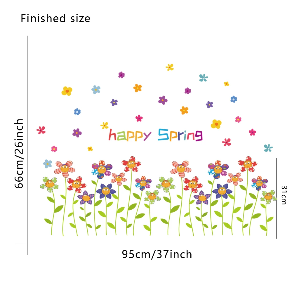 Cartoon Flowers Living Room Bedroom Bathroom Nursery Kids Removable DIY Self-adhesive Wall Stickers Decals Decor Mural dc18 | Дом и сад