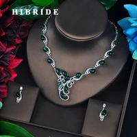 hibride new luxury green rhinestone flower design wedding party jewelry sets for wedding accessories wholesale price n 691