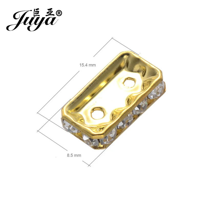JUYA Fashion Cheap Beads Suppliers 15.4x8.5mm Spacer Bar Two Holes 25pcs Gold Alloy Space Loose Wholesale PR0031 | Украшения и