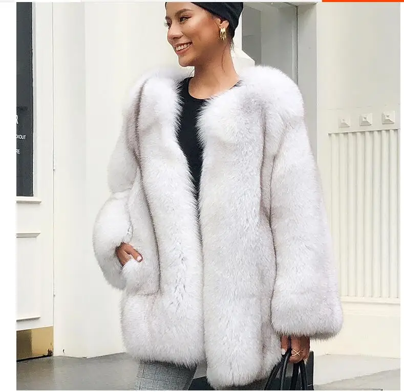 blue fox Модная стильная зимняя теплая куртка с натуральным мехом синего лисы, пальто с натуральным мехом для женщин, большие размеры, особенно для женщин - Цвет: blue fox