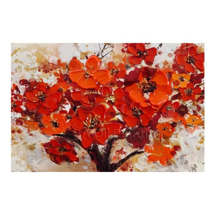 Ручная Краска ed Современный абстрактный декоративный красный цветок Масляная на