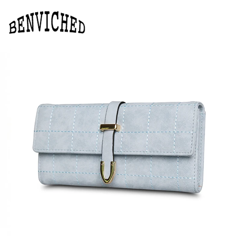 

BENVICHED 2022 Latest Female Wallet pu Leather Long Women Wallet Clasp Purse Money Coin Card Holders wallets Clutch Purse R386