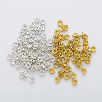 50 piece 2 color flower side rhinestone rondelle round spacer beads accessories findings jewelry making 4 12mm