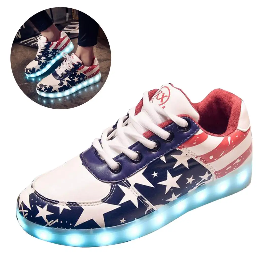 GAORUI Colorful luminous shoes unisex led glow men women fashion USB rechargeable light adults casual | Обувь