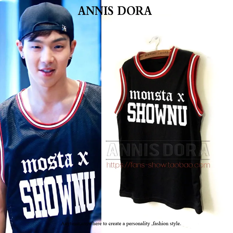 Черный бейсбольный жилет MONSTA X IM SHOWNU WONHO MINHYUK YOOKIHYUN HYUNGWON JOOHEON с номером|veste style|vest