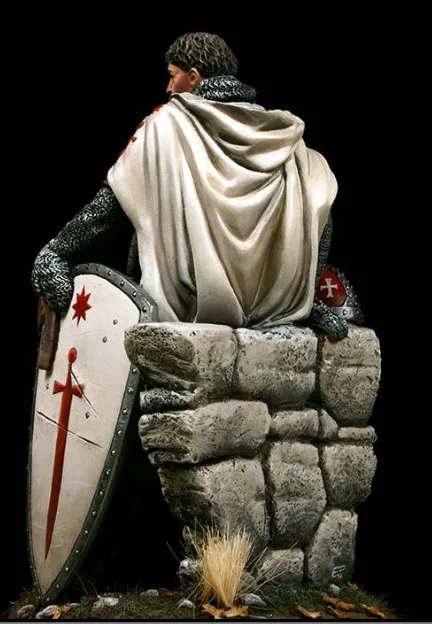 1/24 масштаб 75 мм The Crusaders Warrior неокрашенные миниатюры из смолы набор моделей