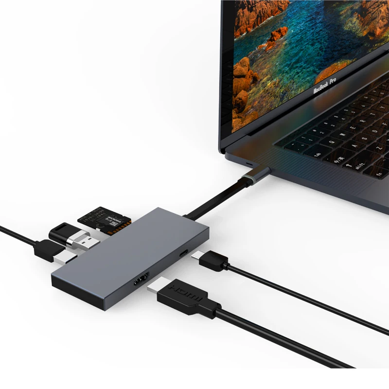 

Утхай 5in 1 TCH02 USB 3,0 концентратор для MacBook Pro Air Многофункциональный Тип USB C видео в формате 4K HDMI usb-хаб 3,0 адаптер зарядки Порты и разъёмы концент...