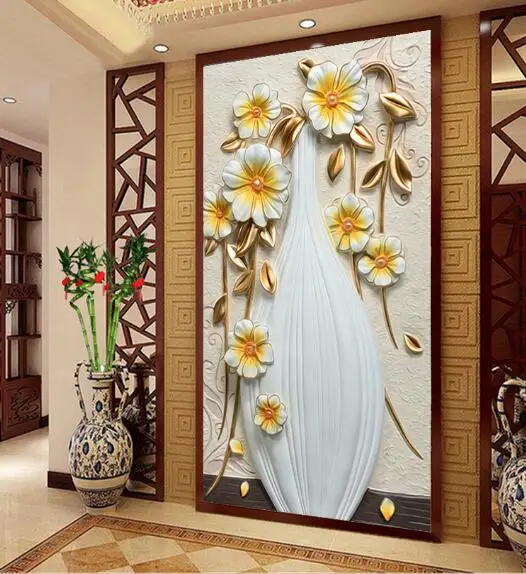 3D Цветочный настенный бумажный фон для входной фотосъемки большие настенные