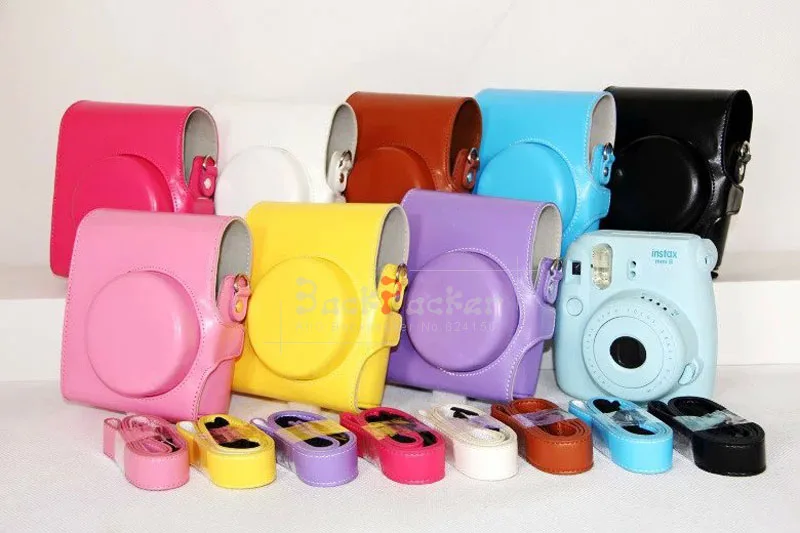 8 цветов сумки для камеры Instax Mini ПУ сумка видеокамеры чехол с плечевым ремнем Fuji