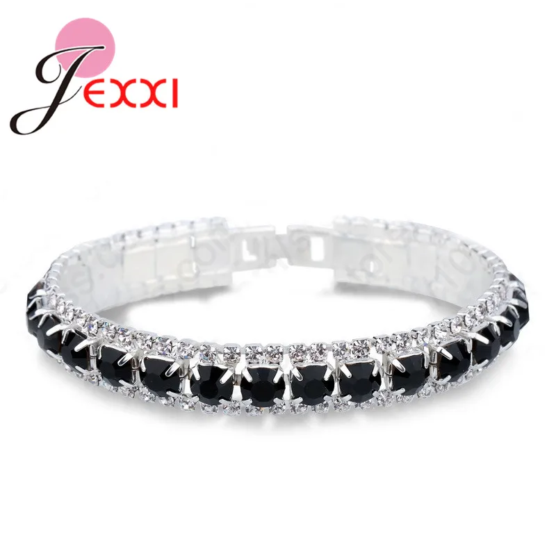 

Hot Sale Women Engagement Jewelry Gifts 925 Sterling Silver Cubic Zircon Black Bracelets& Bangles