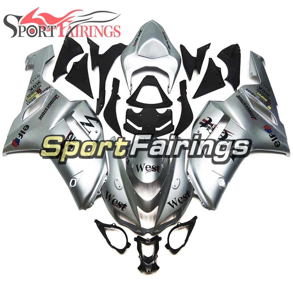 

Motorcycle Full Fairings For Kawasaki ZX6R ZX-6R 636 Year 2007 2008 07 08 Sportbike ABS Fairing Kit Bodywork Cowling West Silver