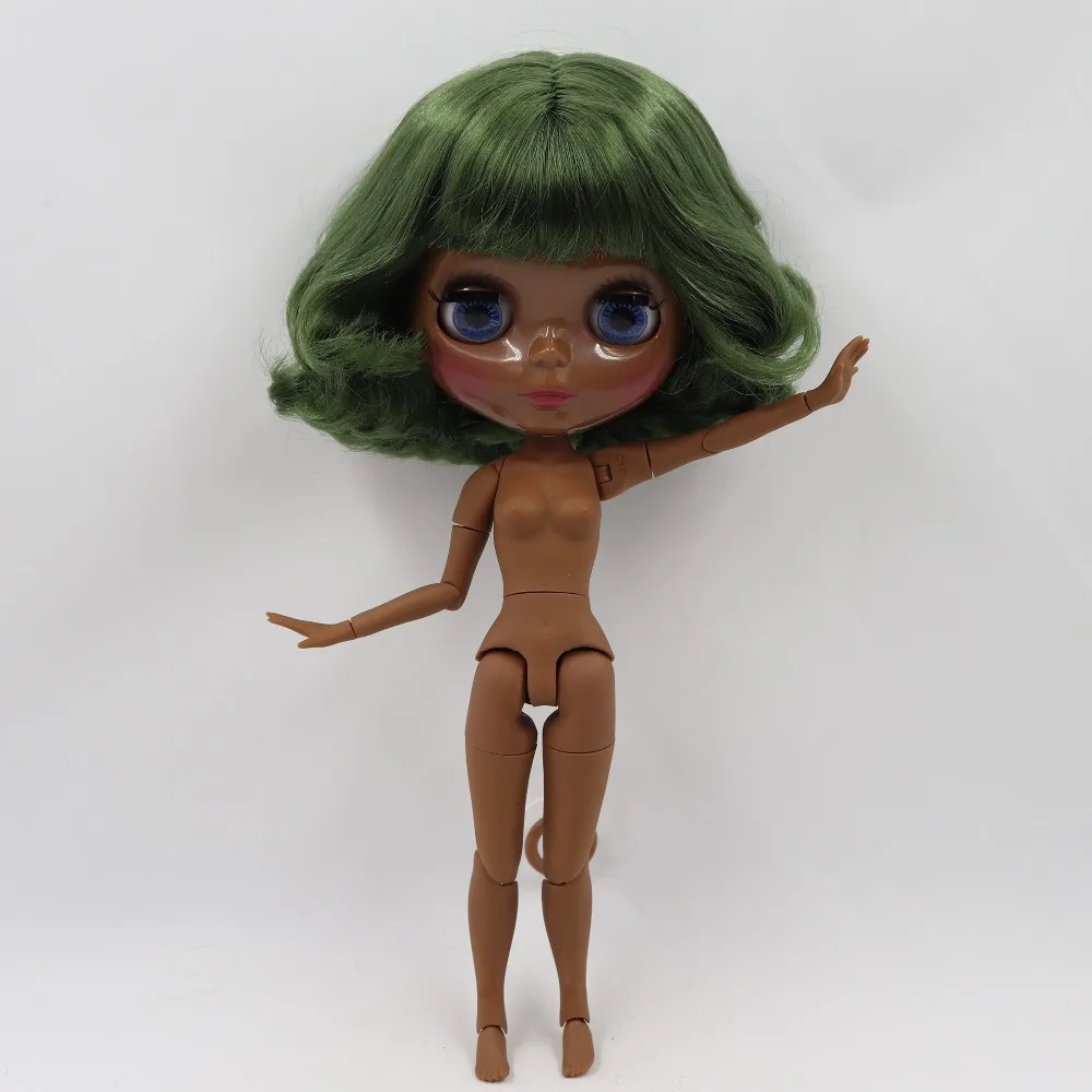 Ледяная кукла DBS Blyth 1/6 bjd шарнирная супер черная кожа короткие зеленые волосы