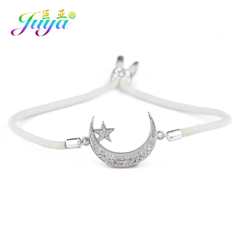 White Gold Beige Juya ручной работы мусульманский для молитв Бог браслеты для женщин и мужчин ручной работы религиозный исламский полумесяц Шарм с Луной и звездой браслеты поставки - Окраска металла: White Gold Beige