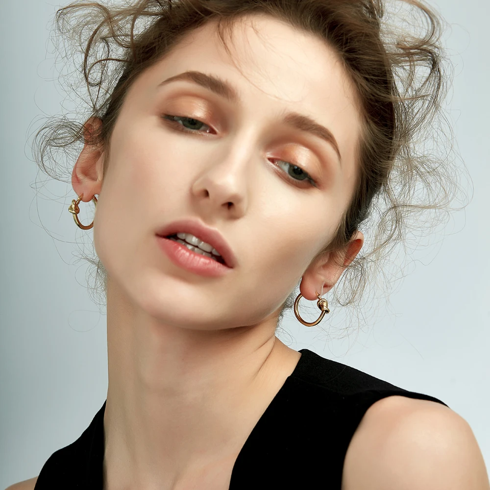 Enfashion, классические серьги-кольца с узлом, серьги золотистого цвета, круглые серьги для женщин, ювелирные изделия oorbellen ohringe