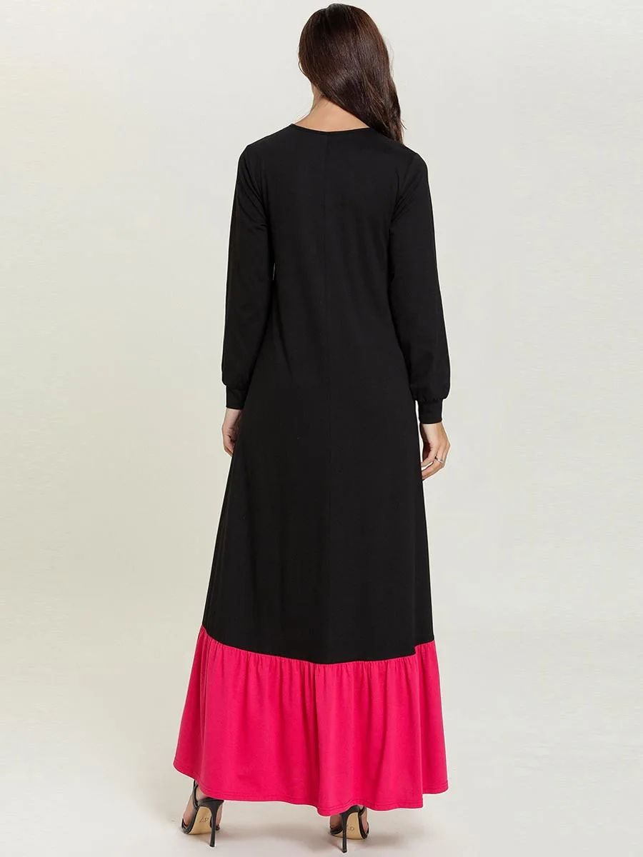

Autumn Women Knitted Embroidery Muslim Dress Plus Size Arab Evening Modest Fashion Islamic Kaftan Party Dubai Abaya VKDR1707