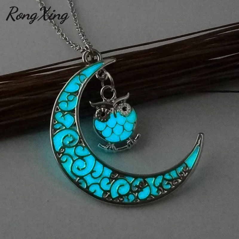 RongXing креативные Светящиеся в темноте Подвески виде Луны и Совы светящиеся
