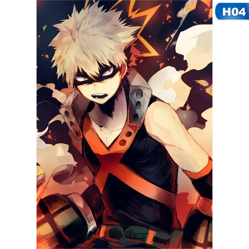 04 My Hero Academy свиток живопись японского аниме настенные подвесные плакаты на холсте плакат украшение для дома - Цвет: 04