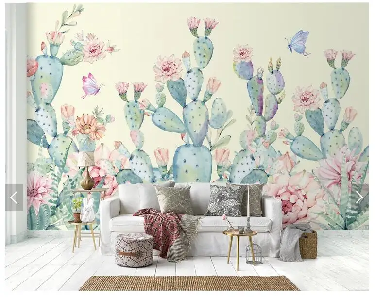 Пользовательские цветы 3d обои мугал С КАКТУСОМ для гостиной диван детская