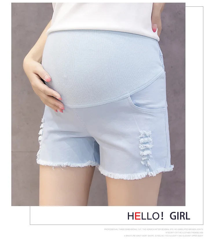 Хлопковое летнее платье для беременных женщин джинсовые шорты с дырками одежда