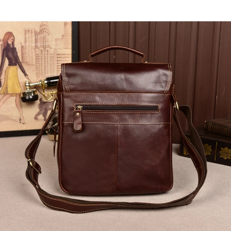 Мужской вертикальный деловой портфель из яловой кожи модный ретро-портфель