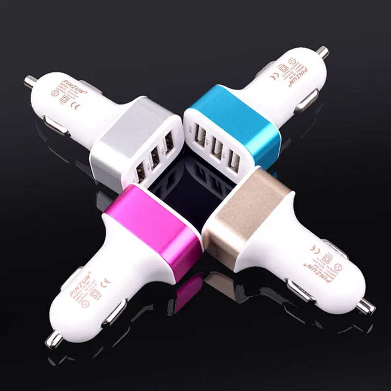 Новый универсальный тройной USB Автомобильное зарядное устройство адаптер гнездо