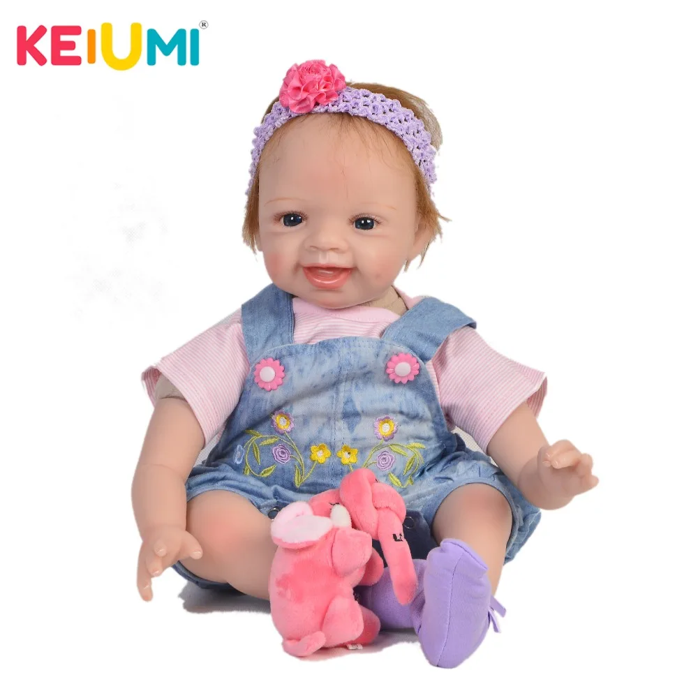 KEIUMI Новое поступление 55 см Reborn Baby Doll Мягкая силиконовая виниловая настоящая