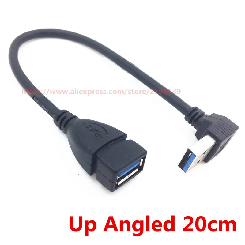 Высококачественный Удлинительный Кабель USB 3 0 штекер гнездо 90 градусов левый и