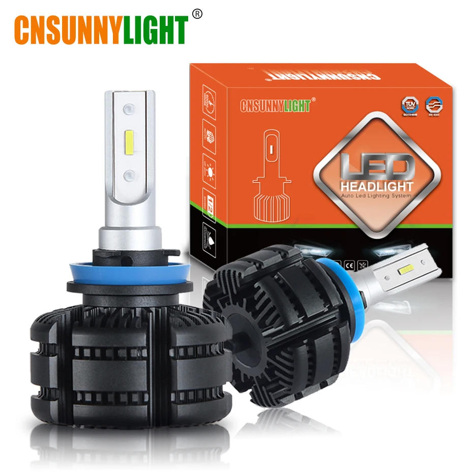 CNSUNNYLIGHT безвентиляторный светодиодный фонарь для автомобиля H11 H8 H9 9006 HB4 9005 HB3