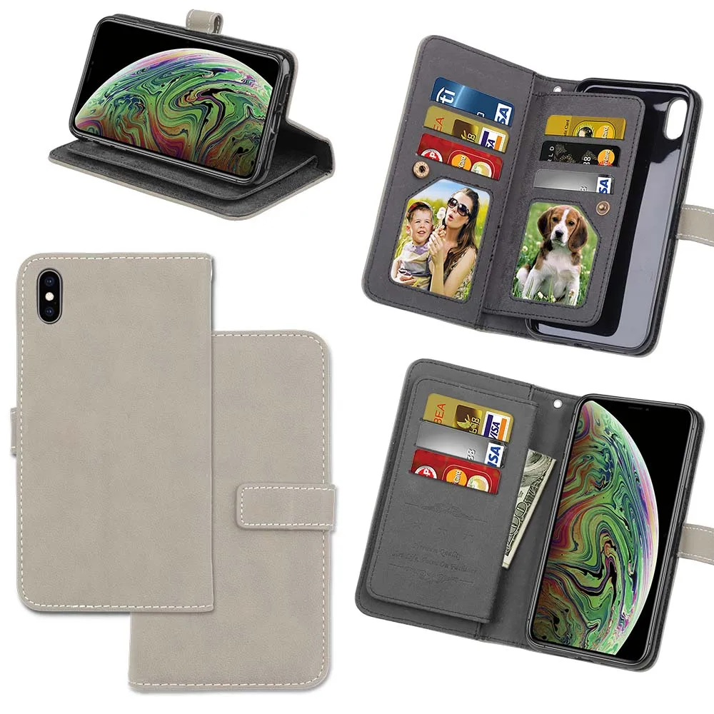 Capa Fundas для iphone XR XS Max 6 6 Plus 6s держатель чехол для iphone 7 8 plus XR XS кожаный чехол для телефона 9 слотов для карт