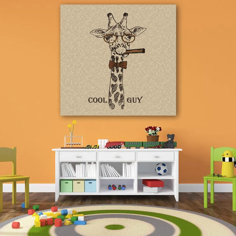 Мультфильм Крутой парень Жираф Холст Картина постер настенные наклейки картинки