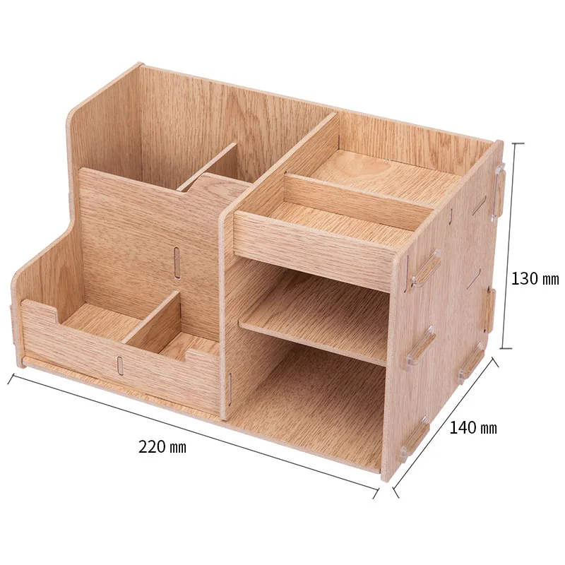 Деревянный лоток для документов DIY Настольный ящик для хранения многофункциональная ручка карандаш файл держатель офисный стол органайзер школьные принадлежности 79230 - Цвет: 79230