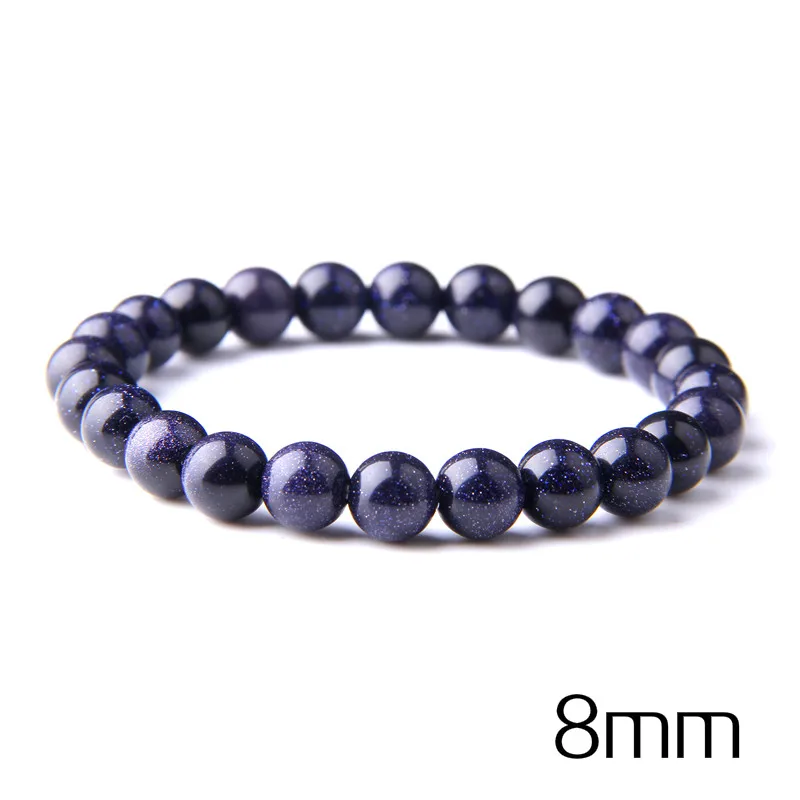 8mm sandstone Модные Браслеты 8-10 мм из натурального голубого песчаника для женщин и мужчин, подарок для влюбленных, ювелирные изделия, браслет с солнечной системой и браслет - Окраска металла: 8mm sandstone
