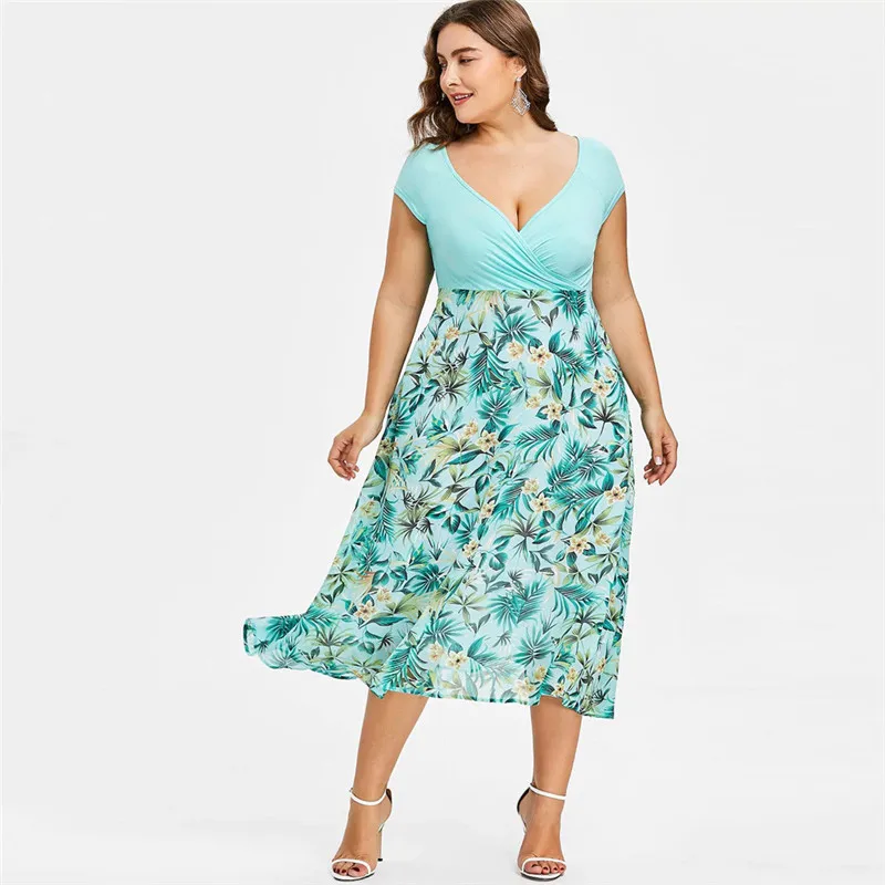 Женское платье с коротким рукавом Boho повседневное шифоновое средней длины