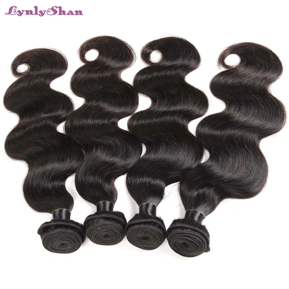 Lynlyshan индийские волнистые человеческие волосы 100% Remy 8-30 дюймов натуральный черный