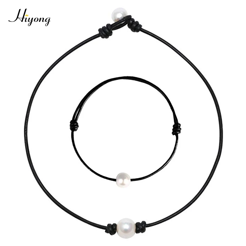 Pearl Set Белый один жемчуг кожа колье ожерелье для женщин девушек шнур из натуральной кожи ожерелье с узелками колье ручной работы ювелирные изделия подарок - Окраска металла: Pearl Set