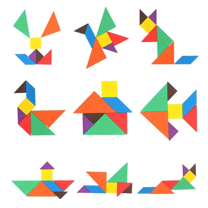 Красочные деревянные Tangram головоломки игрушки тетрис игра дошкольного волшебства интеллектуальная развивающая детская игрушка GYH