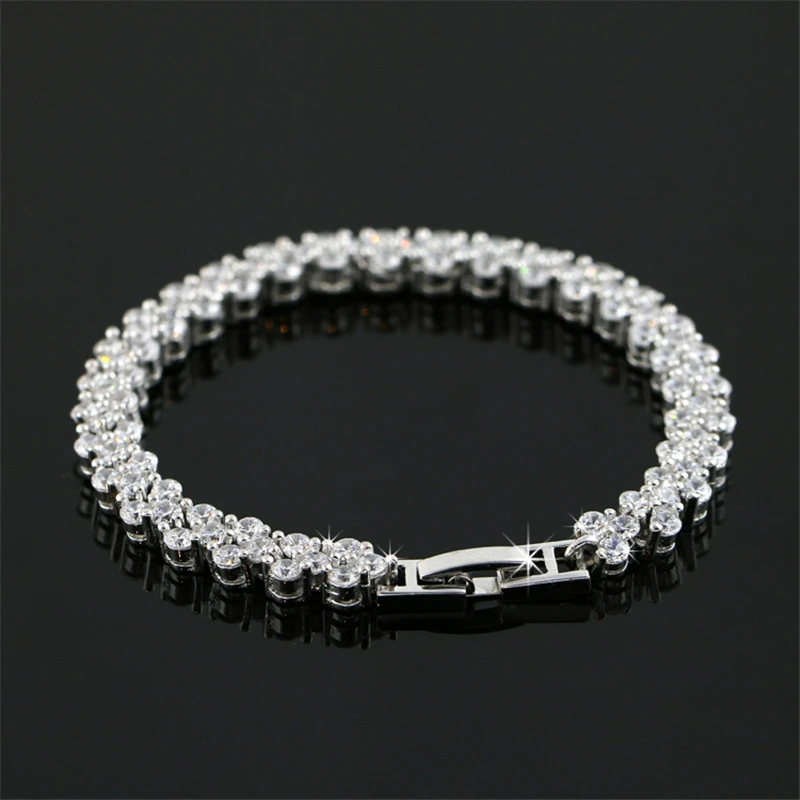 

Rome Charm Bracelets for Women AAA Clear Zirconia Chain Bracelet Wedding Party Jewelry Accessories Femme Pulseira Bijoux