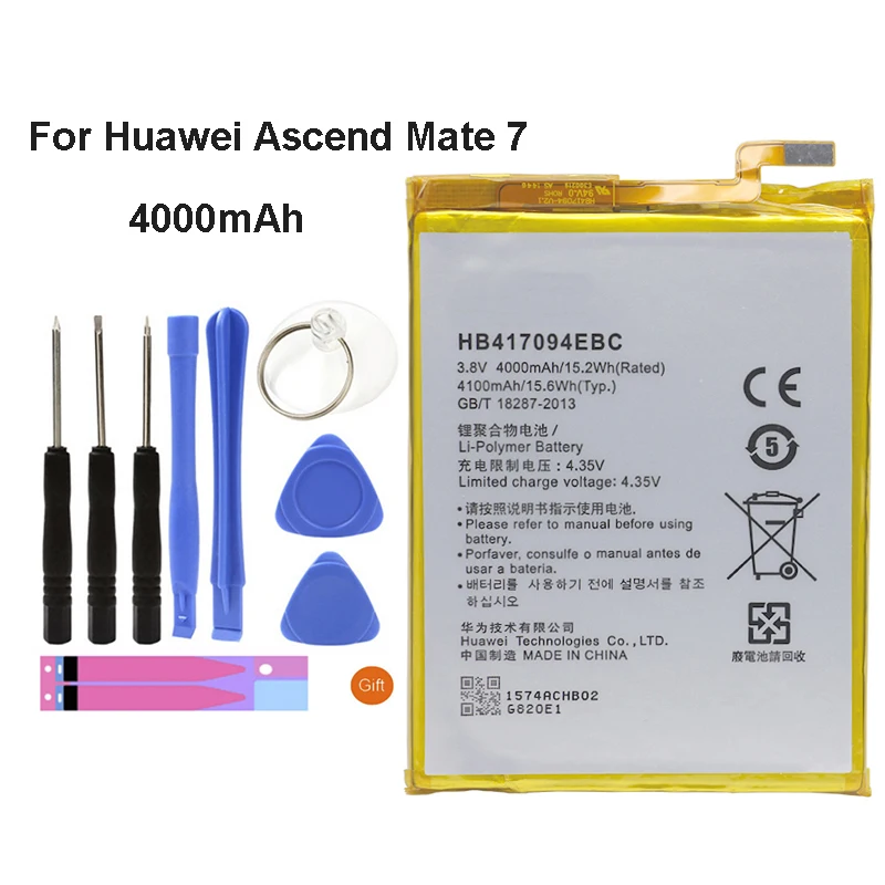 Сменный аккумулятор HB417094EBC для телефона Huawei Ascend Mate 7 MT7 TL00 TL10 UL00 CL00 4000
