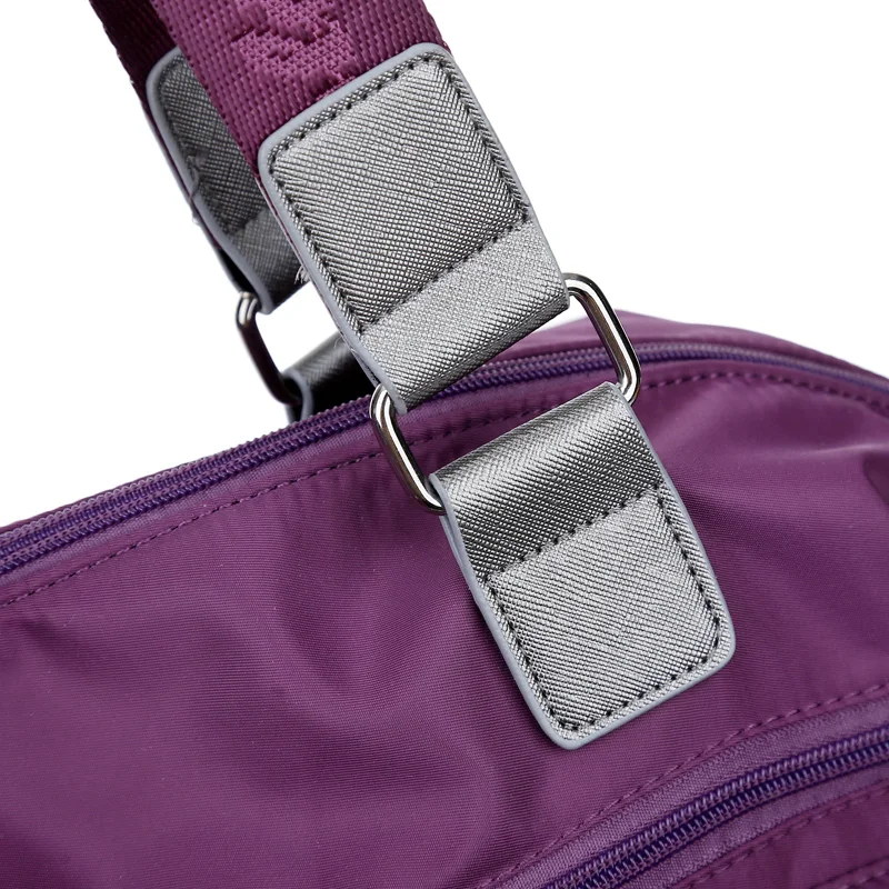 new brand women fashion korean ruched nylon &amp pu tote bag lady high quality designer purple handbag woman sac a main |