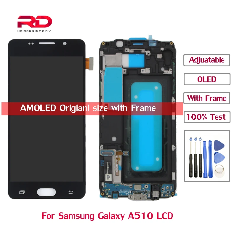 ЖК дисплей AMOLED A510 для Samsung Galaxy A5 2016 A510M дигитайзер сенсорного экрана samsung с рамкой