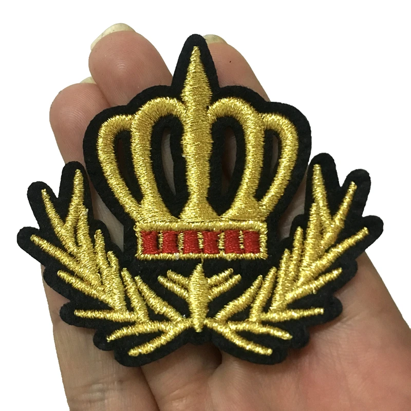 10 Pieces/lot Gold Crown Embroidered Iron on Patches for Clothes Backpack Embroidery Appliques Badge Sewing DIY | Дом и сад