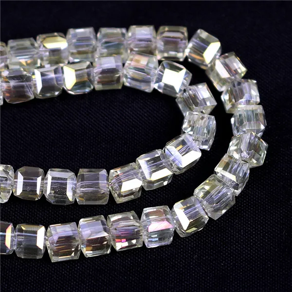 Crystal yellow Zhubi Фурнитура для бижутерии в китайском стиле с квадратной головкой, литый 4/6/8/10 мм Гранёные с одной и плоские с другой стороны Стекло Куб бисера Подходит Для женщин кольцеобразные браслеты DIY Аксессуары - Цвет: Crystal yellow