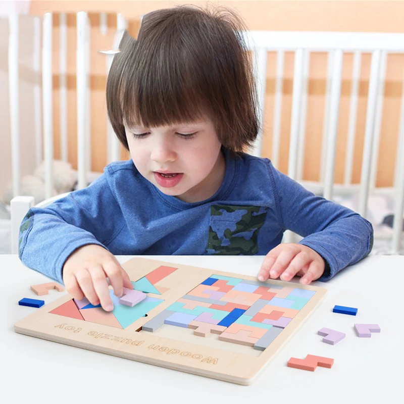 Деревянные игрушки пазлы для малышей цветная доска головоломка детей