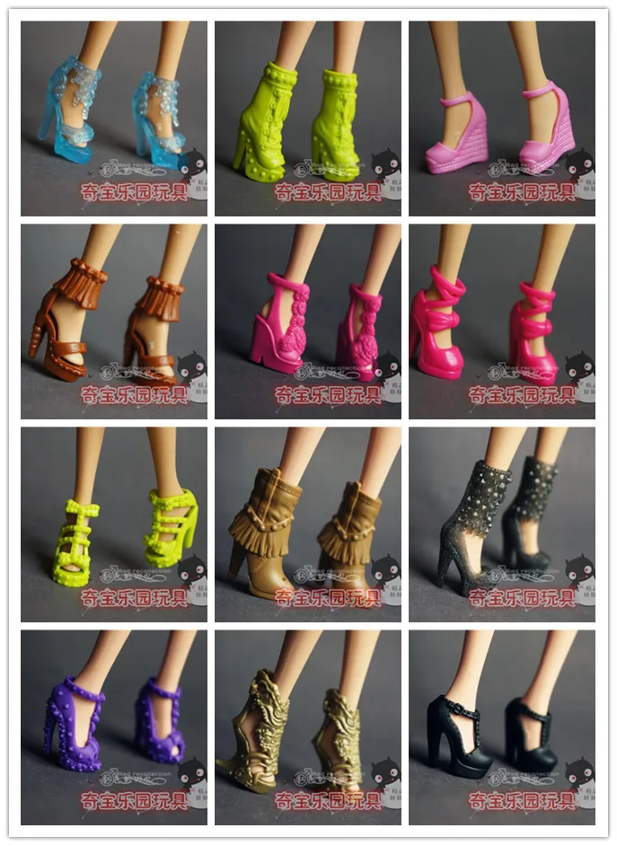 100 Пара кукольных туфель смешанный стиль разноцветные туфли для куклы Барби 1/6 200