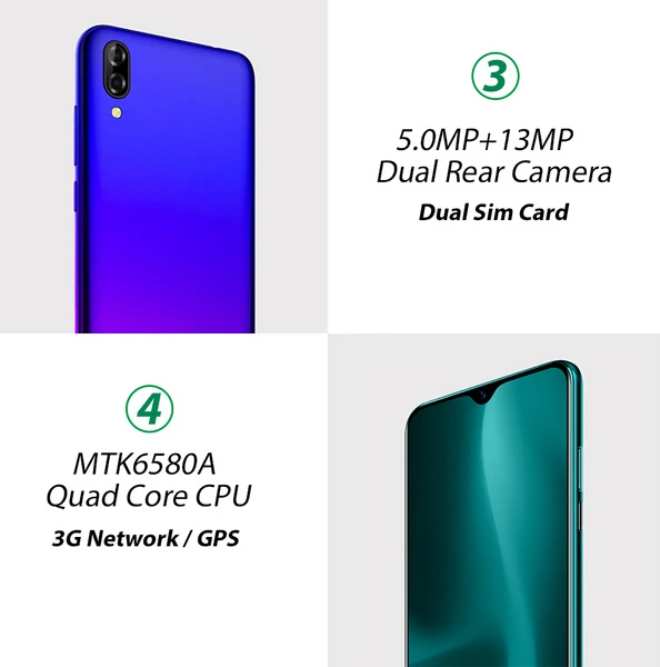 Presale Blackview A60 смартфон 4080 мАч 19:9 6,1 дюймов Двойная камера 1 ГБ ОЗУ 16 Гб ПЗУ мобильный телефон 13 МП+ 5 Мп MT6580 3G мобильный телефон