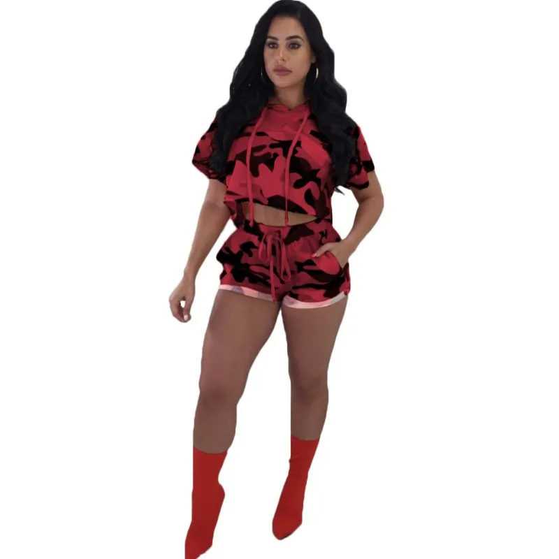Осенний Модный женский комплект из 2 предметов камуфляжный пикантный топ с